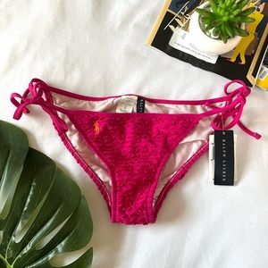 NWT Ralph Lauren Pink Tie Bikini Bottom Small